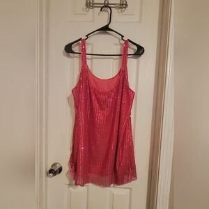 Pink Sequin Tank Top
